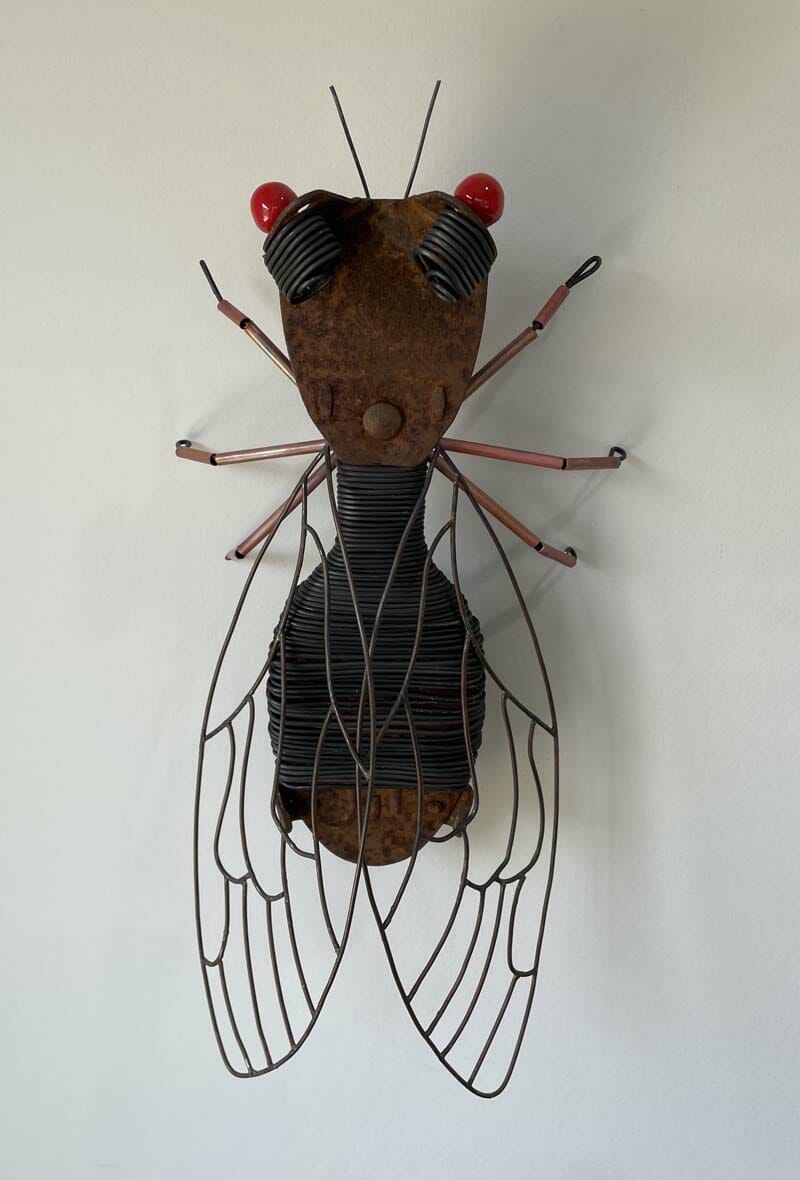 Jennifer Place's found object art "cicada"