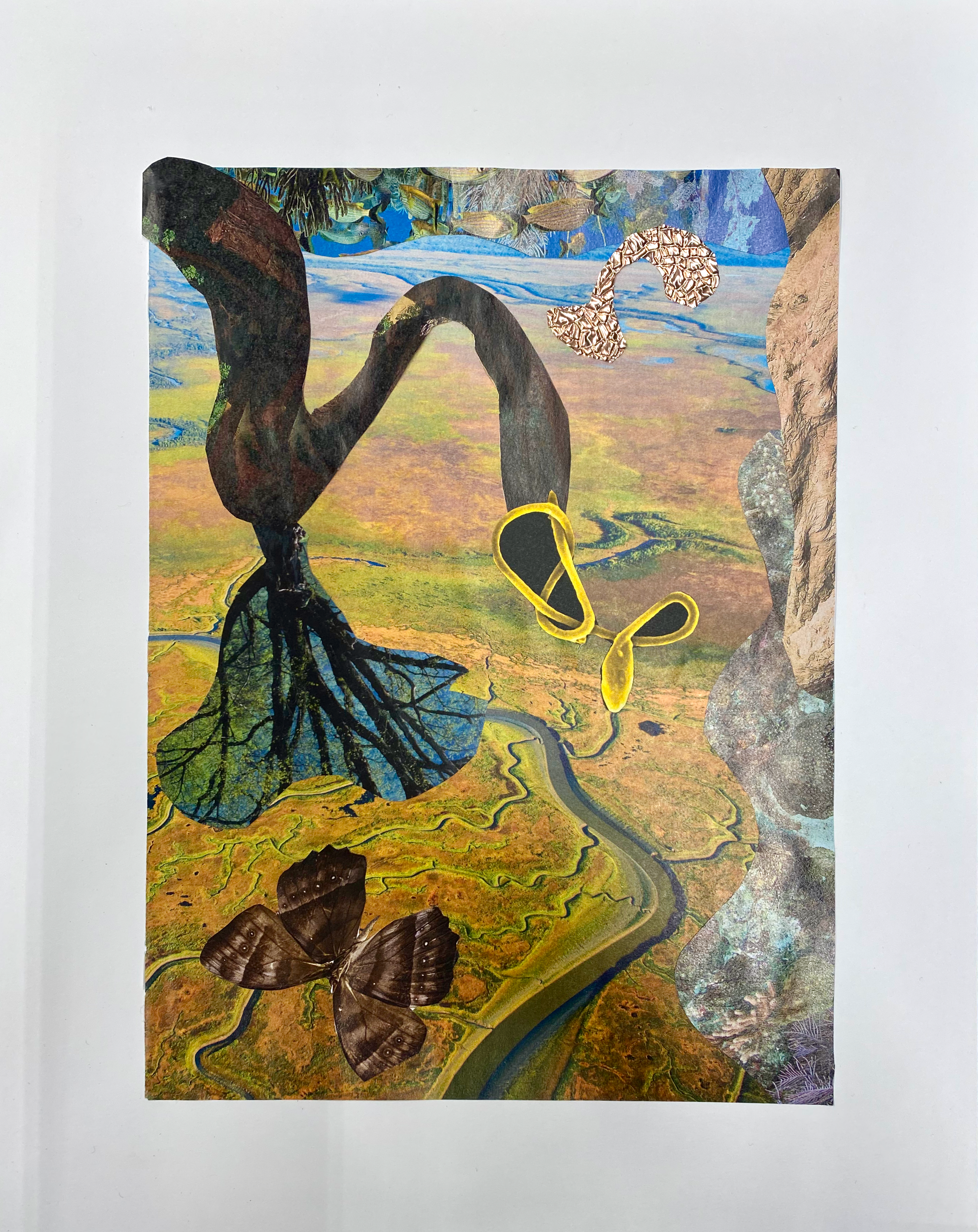 Terri Binder, "Earth Dance", 2022, paper collage on paper
