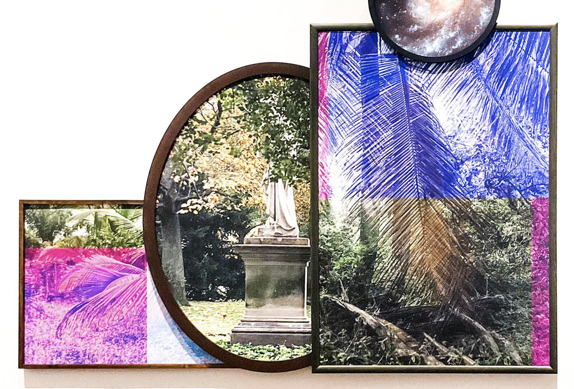Todd Gray (b. 1954), “Euclidean Gris Gris (Tropic of Entropy),” 2019, Four archival pigment prints in artists frames and found frames, UV laminate.
