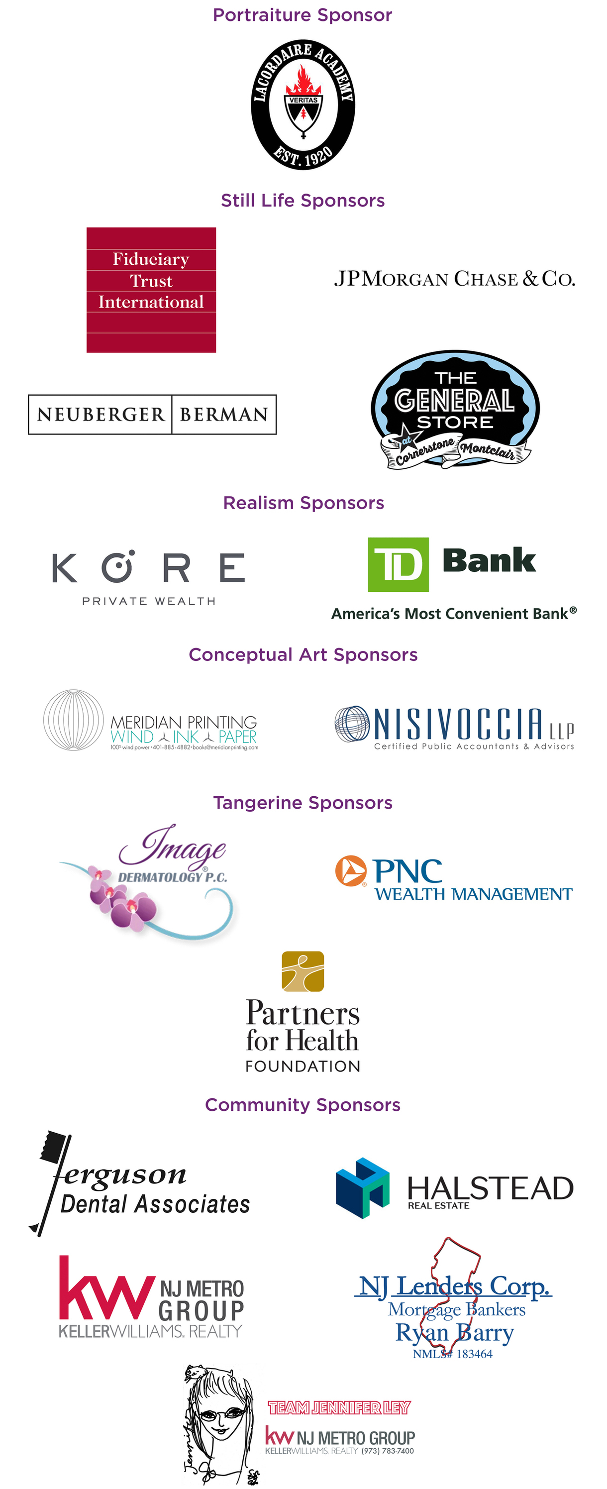 Te art party sponsor logos. These sponsors are the same as those listed in text on this page.