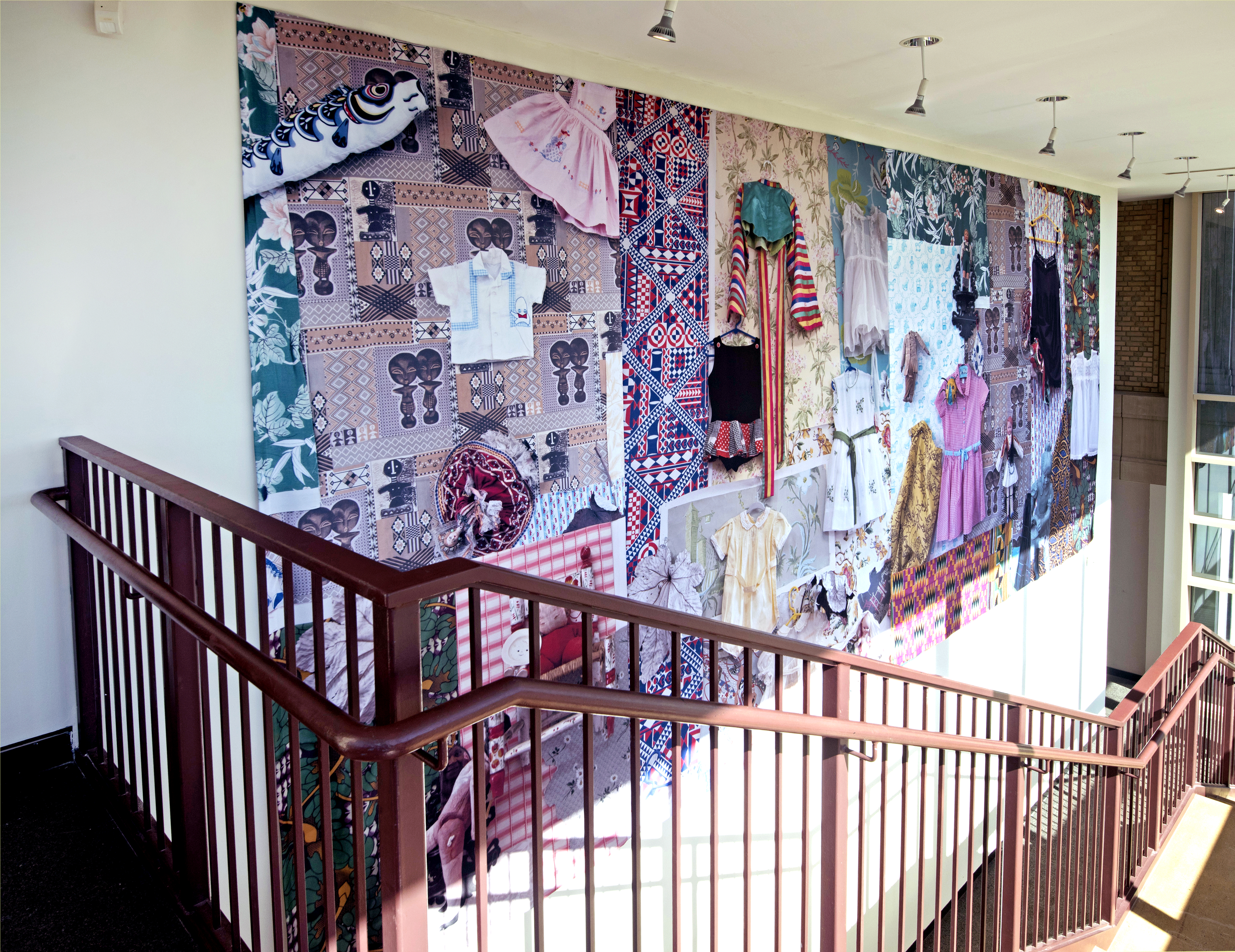A view from the printed mural in the Laurie Art Stairwell.