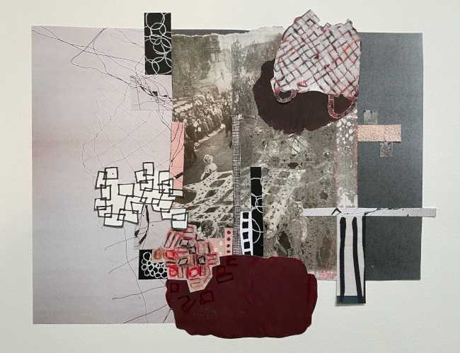 Judy Gould's collage artwork titled "Personally Speaking."