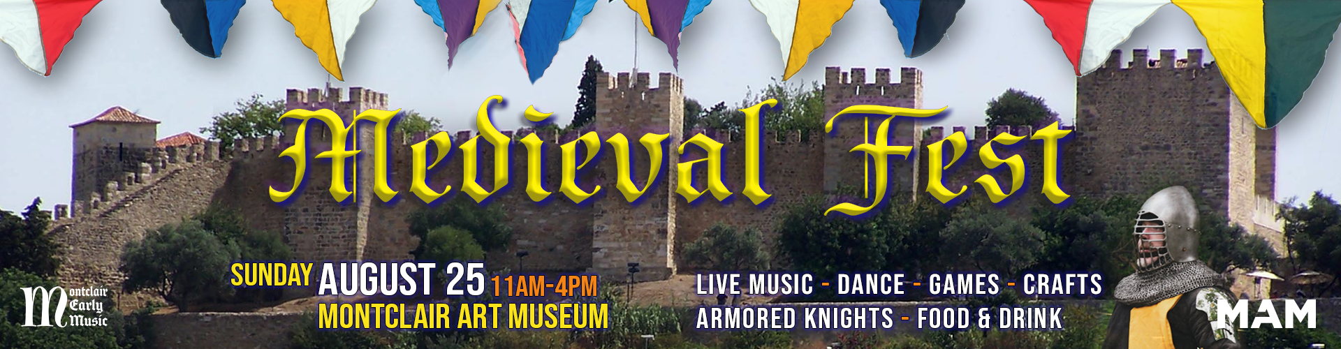 MedievalFest Graphic Banner with castle and knight