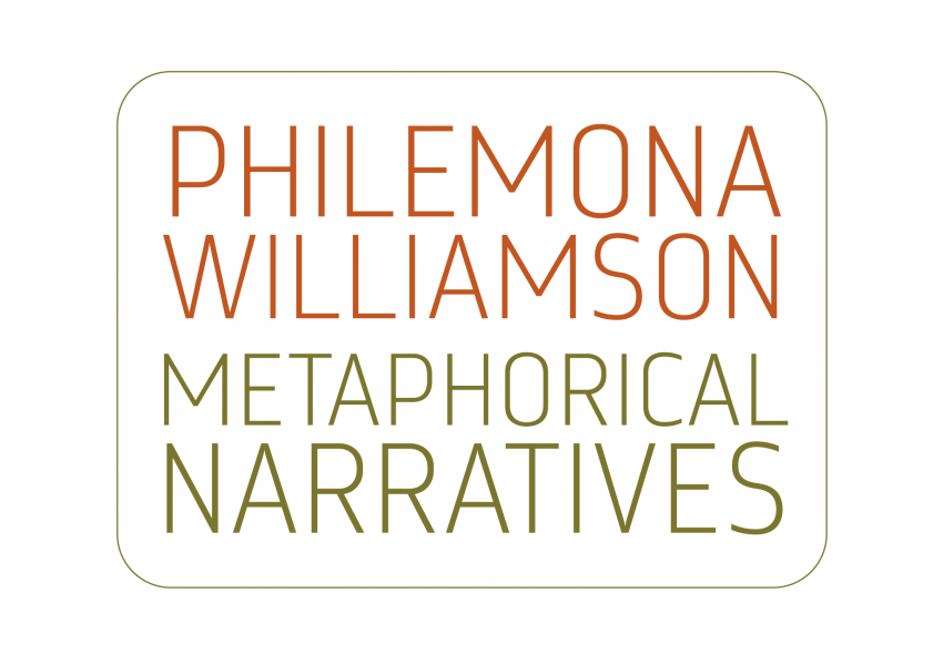 I'm an image! A logotype design for "Philemona Williamson: Metaphorical Narratives" on a white background.