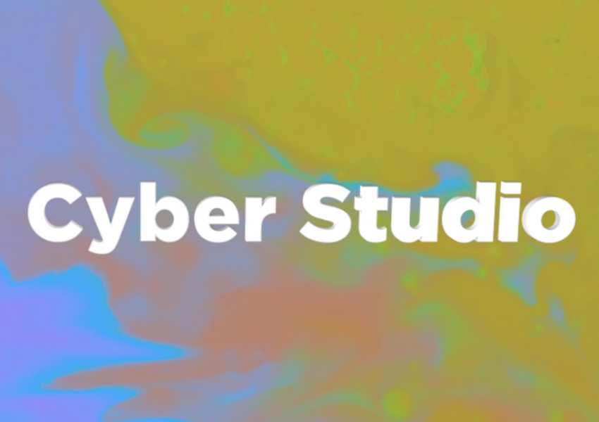 Screen shot of the title card from the cyber studio video.