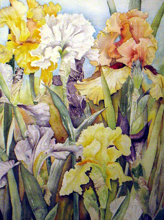 A pastel painting of flowers.