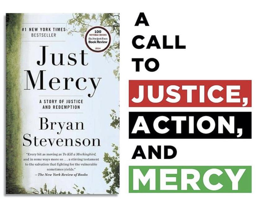 Cover of Just Mercy book by Bryan Stevenson with text: A call to justice action and mercy
