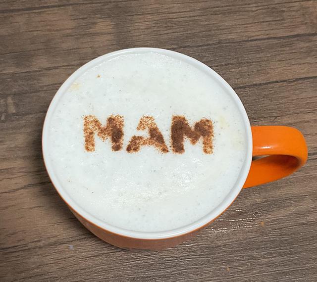 Latte with MAM stencil on top