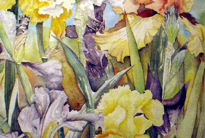 A pastel painting of flowers.