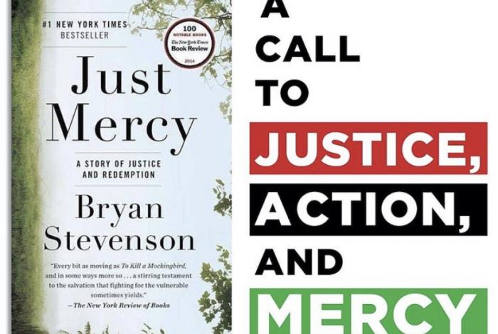Cover of Just Mercy book by Bryan Stevenson with text: A call to justice action and mercy
